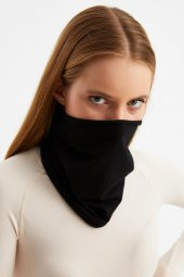 Siyah Kadın 4 fonksiyonlu Koruyucu, Pamuklu, Esnek, Terletmez, Bandana, Boyunluk, Buff, Maske - 2