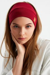Bordo Kadın Pamuklu Termal, Kaymaz, Terletmez, Ultra Hafif, Spor Saç Bandı Bandana Buff - 1