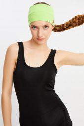 Fıstık Yeşil Kadın Pamuklu Kaşkorse, Kaymaz, Terletmez, Ultra Hafif, Spor Saç Bandı Bandana Buff - 1