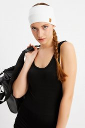 Beyaz Kadın Pamuklu Kaşkorse, Kaymaz, Terletmez, Ultra Hafif, Spor Saç Bandı Bandana Buff - 2