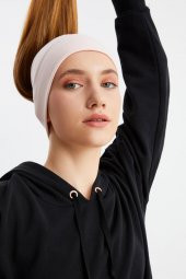 Pudra Kadın Pamuklu Kaşkorse, Kaymaz, Terletmez, Ultra Hafif, Spor Saç Bandı Bandana Buff thumbnail 3