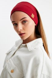 Bordo Kadın Pamuklu Kaşkorse, Kaymaz, Terletmez, Ultra Hafif, Spor Saç Bandı Bandana Buff - 1