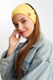 Sarı Kadın Pamuklu Kaşkorse, Kaymaz, Terletmez, Ultra Hafif, Spor Saç Bandı Bandana Buff - 1