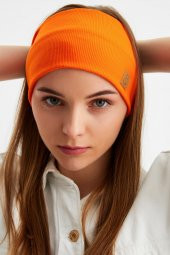 Turuncu Kadın Pamuklu Kaşkorse, Kaymaz, Terletmez, Ultra Hafif, Spor Saç Bandı Bandana Buff - 3