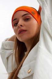 Turuncu Kadın Pamuklu Kaşkorse, Kaymaz, Terletmez, Ultra Hafif, Spor Saç Bandı Bandana Buff - 5