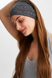 Füme Kadın Çift Taraflı Kullanım Alternatifli, Pamuklu Penye, Kaymaz, Hafif, Spor Saç Bandı Bandana - 4