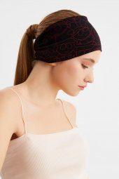 Siyah-Kırmızı Kadın ÇİFT TARAFLI kullanım alternatifli, Pamuklu Penye, Kaymaz, Hafif, Spor Saç Bandı Bandana - 5