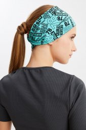 Turquaz Kadın ÇİFT TARAFLI kullanım alternatifli, Pamuklu Penye, Kaymaz, Hafif, Spor Saç Bandı Bandana - 7