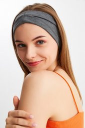 Füme Kadın Çift Taraflı Kullanım Alternatifli, Pamuklu Penye, Kaymaz, Hafif, Spor Saç Bandı Bandana - 7