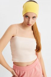 Sarı  Kadın ÇİFT TARAFLI kullanım alternatifli, Pamuklu Penye, Kaymaz, Hafif, Spor Saç Bandı Bandana thumbnail 4