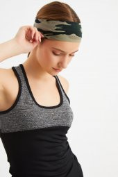 Kamuflaj Kadın Pamuklu Penye, Kaymaz, Terletmez, Ultra Hafif, Spor Saç Bandı Bandana thumbnail 3