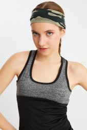 Kamuflaj Kadın Pamuklu Penye, Kaymaz, Terletmez, Ultra Hafif, Spor Saç Bandı Bandana thumbnail 4