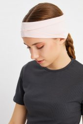 Pudra  Kadın ÇİFT TARAFLI kullanım alternatifli, Pamuklu Penye, Kaymaz, Hafif, Spor Saç Bandı Bandana - 7