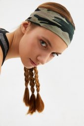 Kamuflaj Kadın Pamuklu Penye, Kaymaz, Terletmez, Ultra Hafif, Spor Saç Bandı Bandana thumbnail 6