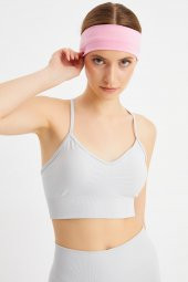Pembe Kadın Pamuklu Penye, Kaymaz, Terletmez, Ultra Hafif, Spor Saç Bandı Bandana - 2