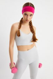 Fuşya Kadın Pamuklu Penye, Kaymaz, Terletmez, Ultra Hafif, Spor Saç Bandı Bandana - 4