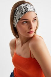 Beyaz Kadın Pamuklu Penye, Kaymaz, Terletmez, Ultra Hafif, Spor Saç Bandı Bandana thumbnail 5