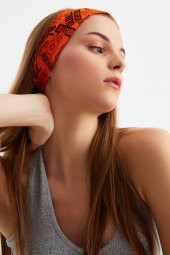Turuncu Kadın Pamuklu Penye, Kaymaz, Terletmez, Ultra Hafif, Spor Saç Bandı Bandana thumbnail 6
