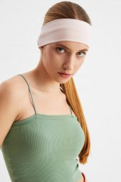 Pudra Kadın Pamuklu Penye, Kaymaz, Terletmez, Ultra Hafif, Spor Saç Bandı Bandana - 6