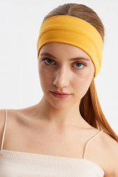 Hardal Kadın Pamuklu Penye, Kaymaz, Terletmez, Ultra Hafif, Spor Saç Bandı Bandana - 6