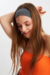 Füme Kadın Pamuklu Penye, Kaymaz, Terletmez, Ultra Hafif, Spor Saç Bandı Bandana - 5