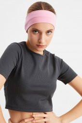 Pembe-Mavi  2'li Pamuklu Penye, Kaymaz, Terletmez, Ultra Hafif, Spor Saç Bandı Bandana - 9