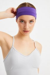 Mor Kadın Pamuklu Penye, Kaymaz, Terletmez, Ultra Hafif, Spor Saç Bandı Bandana - 1