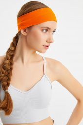Turuncu Kadın Pamuklu Penye, Kaymaz, Terletmez, Ultra Hafif, Spor Saç Bandı Bandana - 1