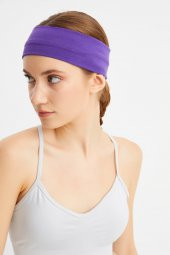 Mor Kadın Pamuklu Penye, Kaymaz, Terletmez, Ultra Hafif, Spor Saç Bandı Bandana - 4