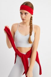 Kırmızı Kadın Pamuklu Penye, Kaymaz, Terletmez, Ultra Hafif, Spor Saç Bandı Bandana thumbnail 1