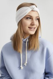 Handmade  Ekru new dizayn  butik Kadın Bandana Saç Bandı, ekstra yumuşak yerli kumaş, şık rahat göz alıcı thumbnail 1