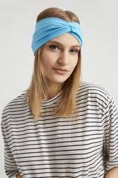 Okyanus mavi, butik tasarım Kadın Bandana Saç Bandı, ekstra yumuşak,  Esnek, doğal, pamuklu Penye thumbnail 1