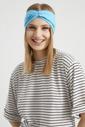 Okyanus mavi, butik tasarım Kadın Bandana Saç Bandı, ekstra yumuşak,  Esnek, doğal, pamuklu Penye thumbnail 2