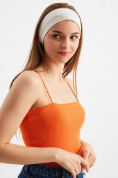 Bej Kadın Pamuklu Penye, Kaymaz, Terletmez, Ultra Hafif, Spor Saç Bandı Bandana thumbnail 4