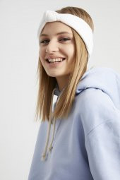 Handmade  Ekru new dizayn  butik Kadın Bandana Saç Bandı, ekstra yumuşak yerli kumaş, şık rahat göz alıcı thumbnail 3