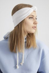 Handmade  Ekru new dizayn  butik Kadın Bandana Saç Bandı, ekstra yumuşak yerli kumaş, şık rahat göz alıcı thumbnail 5