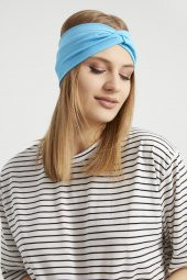 Okyanus mavi, butik tasarım Kadın Bandana Saç Bandı, ekstra yumuşak,  Esnek, doğal, pamuklu Penye thumbnail 4
