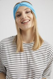 Okyanus mavi, butik tasarım Kadın Bandana Saç Bandı, ekstra yumuşak,  Esnek, doğal, pamuklu Penye thumbnail 6