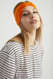Stil turuncu, butik tasarım Kadın Bandana Saç Bandı, ekstra yumuşak,  Esnek, doğal, pamuklu Penye - 3
