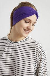 Trend mor, butik tasarım Kadın Bandana Saç Bandı, ekstra yumuşak,  Esnek, doğal, pamuklu Penye - 1