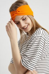 Stil turuncu, butik tasarım Kadın Bandana Saç Bandı, ekstra yumuşak,  Esnek, doğal, pamuklu Penye - 5