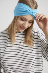 Okyanus mavi, butik tasarım Kadın Bandana Saç Bandı, ekstra yumuşak,  Esnek, doğal, pamuklu Penye thumbnail 8
