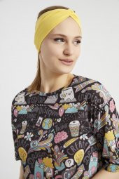 Yaşayan Sarı, butik tasarım Kadın Bandana Saç Bandı, ekstra yumuşak,  Esnek, doğal, pamuklu Penye thumbnail 1