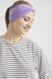 Eflatun menekşe butik tasarım Kadın Bandana Saç Bandı, ekstra yumuşak,  Esnek, doğal, pamuklu Penye - 6