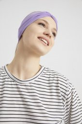 Eflatun menekşe butik tasarım Kadın Bandana Saç Bandı, ekstra yumuşak,  Esnek, doğal, pamuklu Penye - 7