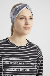 Batik  Siyah Beyaz, butik Kadın Bandana Saç Bandı, ekstra yumuşak,  Esnek, doğal, pamuklu Penye thumbnail 4