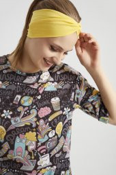 Yaşayan Sarı, butik tasarım Kadın Bandana Saç Bandı, ekstra yumuşak,  Esnek, doğal, pamuklu Penye thumbnail 6