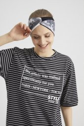 Batik  Siyah Beyaz, butik Kadın Bandana Saç Bandı, ekstra yumuşak,  Esnek, doğal, pamuklu Penye thumbnail 6