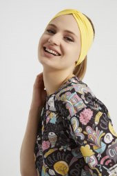 Yaşayan Sarı, butik tasarım Kadın Bandana Saç Bandı, ekstra yumuşak,  Esnek, doğal, pamuklu Penye thumbnail 10