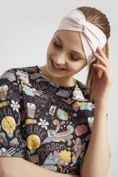 Şeker Pudra, butik tasarım Kadın Bandana Saç Bandı, ekstra yumuşak,  Esnek, doğal, pamuklu Penye - 4